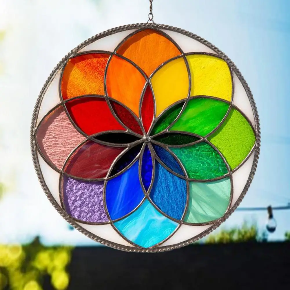 

Window Pendant Round Shape Multi-color Acrylic Hanging Pendant Decoration for Home