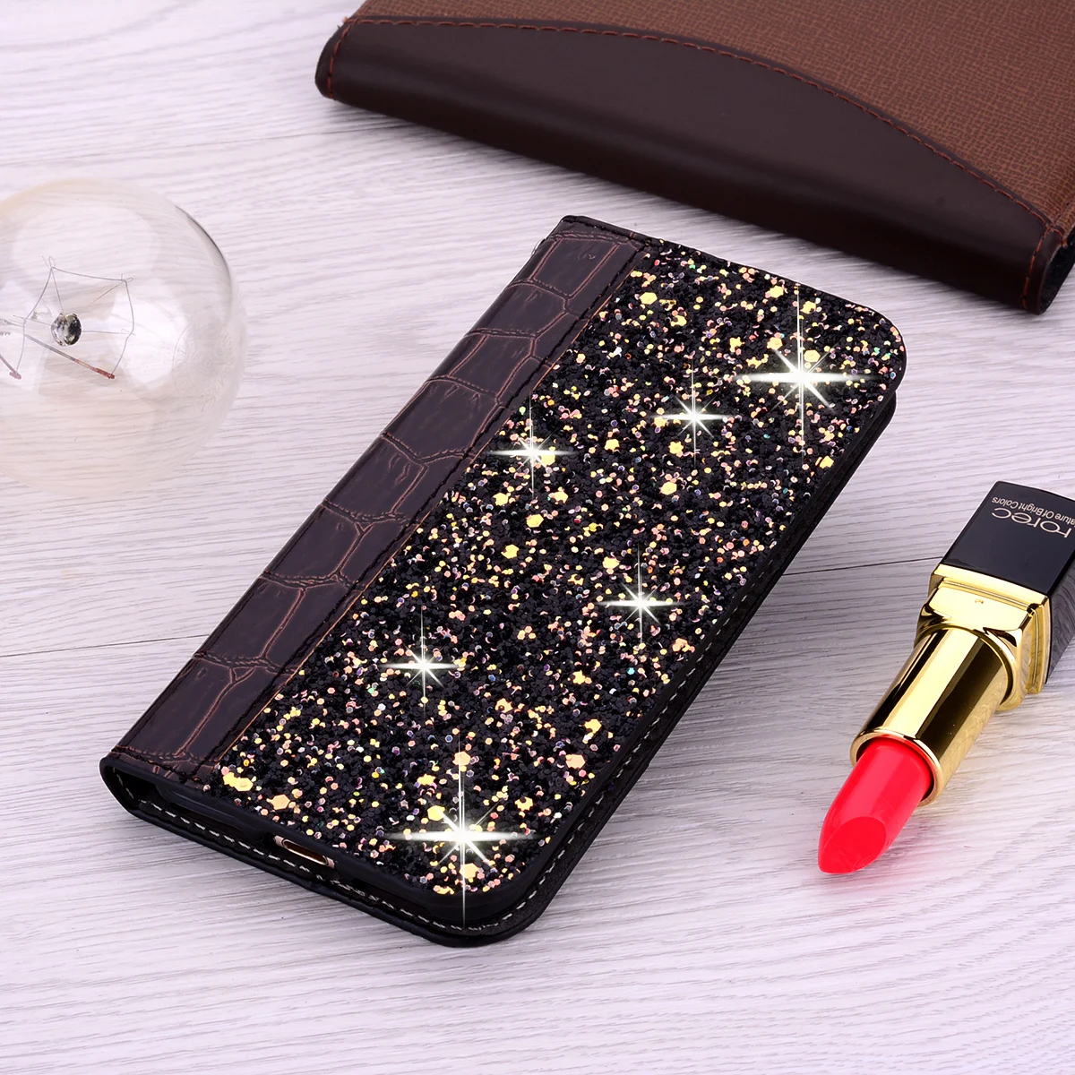 Glitter Bling Case For Huawei Mate 10 20 P20 P30 Lite Pro Honor 10 9 Lite 7x Y6 Y7 Y9 P Smart+ Leather Flip Book Case Coque
