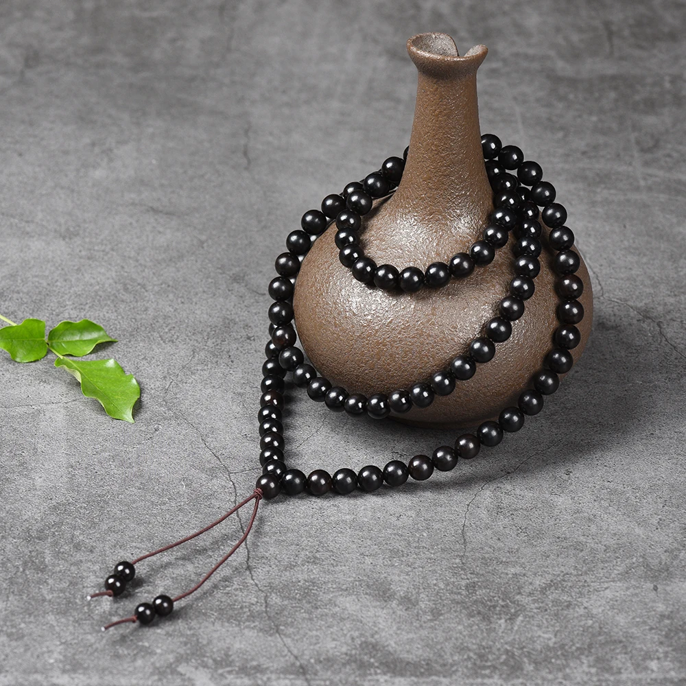 

Natural Black Wood Wooden Bracelet 99 Rosary Islam Muslim Handmade Rosary Friendship Men and Women Necklace