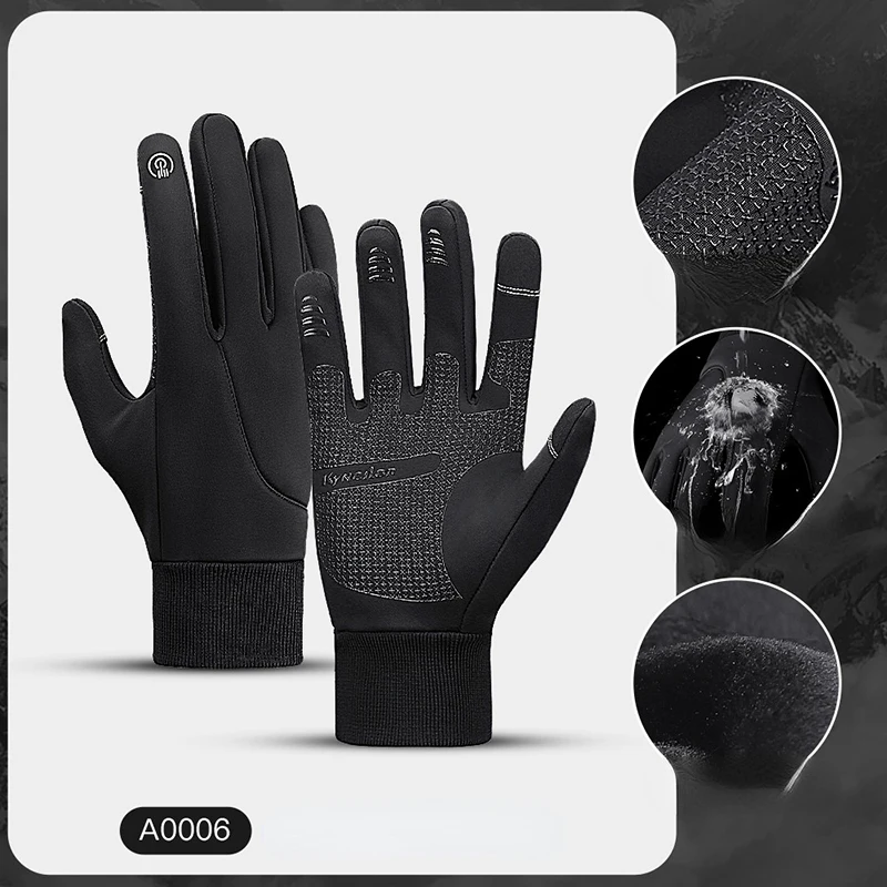 

Outdoor Sports Men and Women Plus Velvet Touch Screen Warm Ski Riding Windproof and Water Repellent Gloves for Female and Male
