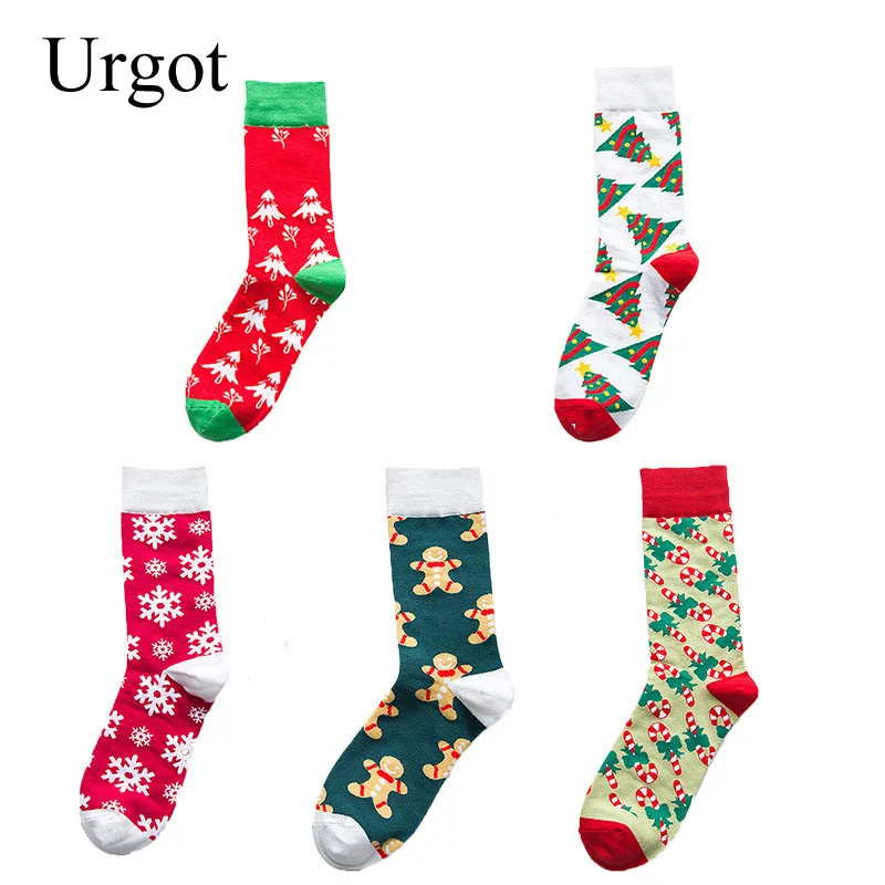 Urgot, 5 пар/лот, модные рождественские носки для женщин, Забавные милые зимние женские Чулочно-носочные изделия, хлопковые носки в стиле Харадзюку, Calcetines