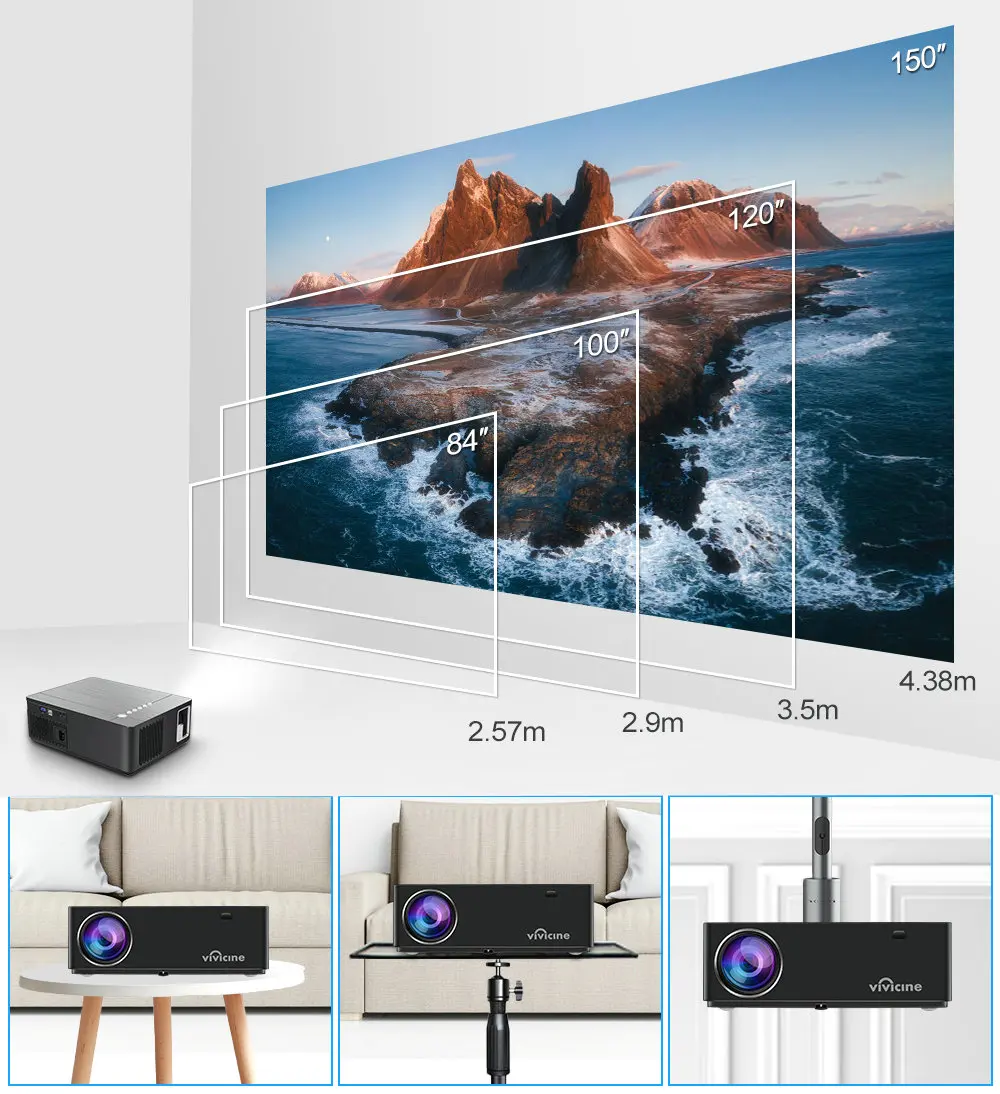 2021 Vivicine M20 1920X1080p  1080p LED Home Theater Projector,Support AC3 Full HD Video Proyector Beamer