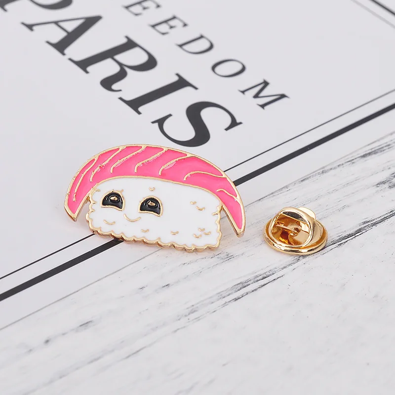 7 Style Collection Enamel Pins Brooches for Women Backpack Clothes Lapel Pin Sushi Salmon Brooch Badges Creative Cartoon Jewelry - Окраска металла: style 4