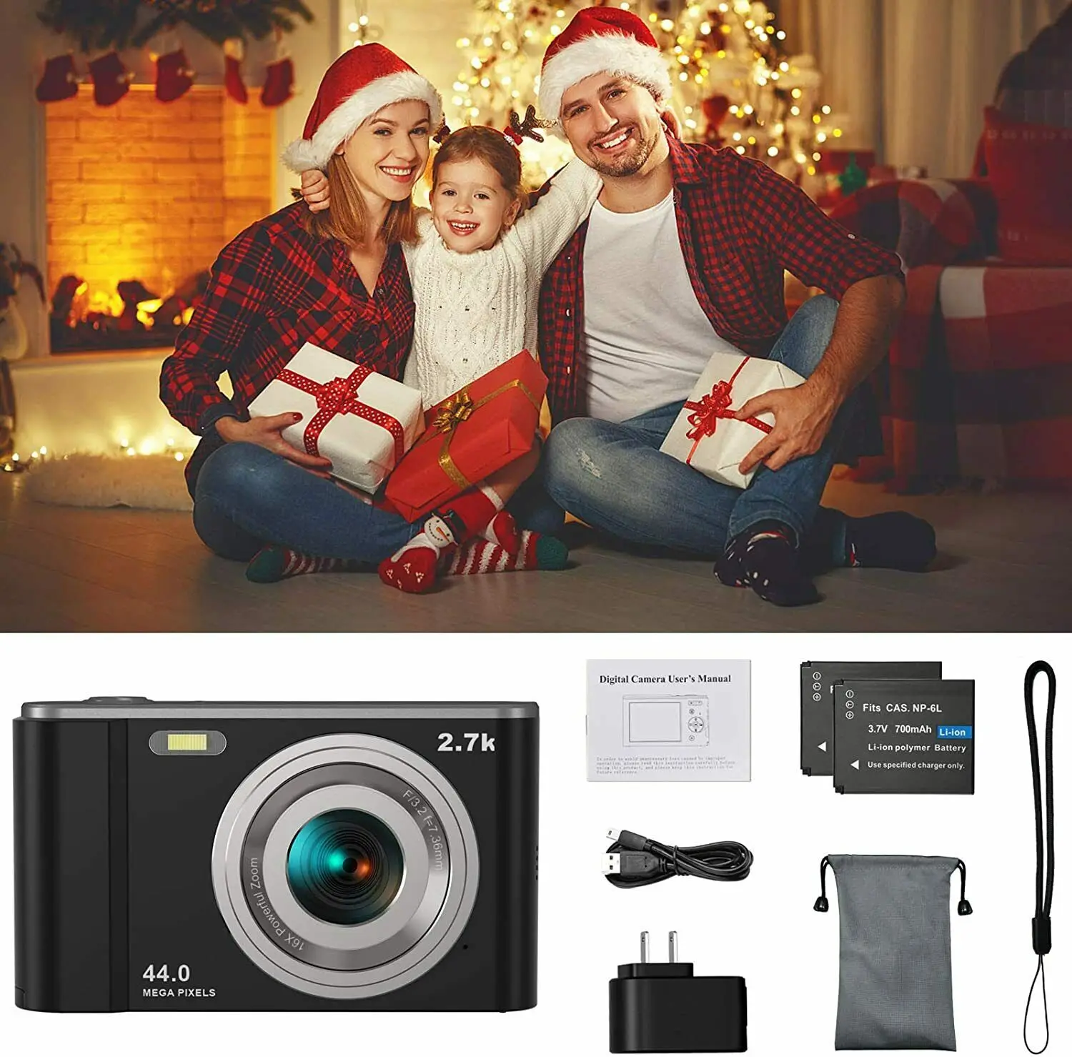 Фотоаппарат 4400MP HD Digital Camera Home Zoom Face Detection Vlogging подходит для начинающих фотографов и детей.