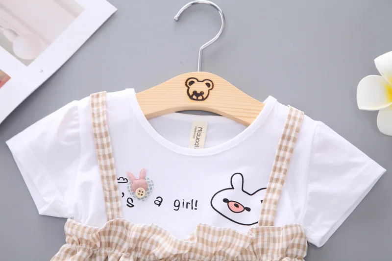 2019 хит продаж милая клетчатая детская одежда с круглым вырезом и рисунком из