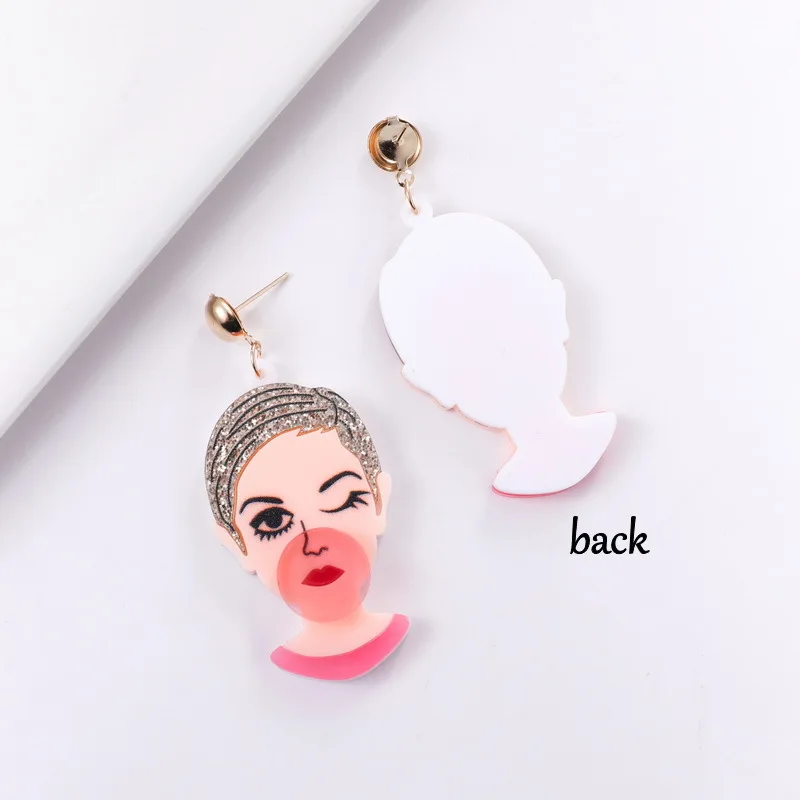 

Funny Blowing Bubbles Women Acrylic Drop Earrings Lovely Creative Blowing Cute Girl Figure Earrings For Women Fashion Jewelry