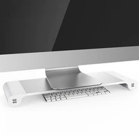 aluminum alloy monitor stand space bar dock desk riser with 4 usb ports for imac macbook computer laptop below 20inch
