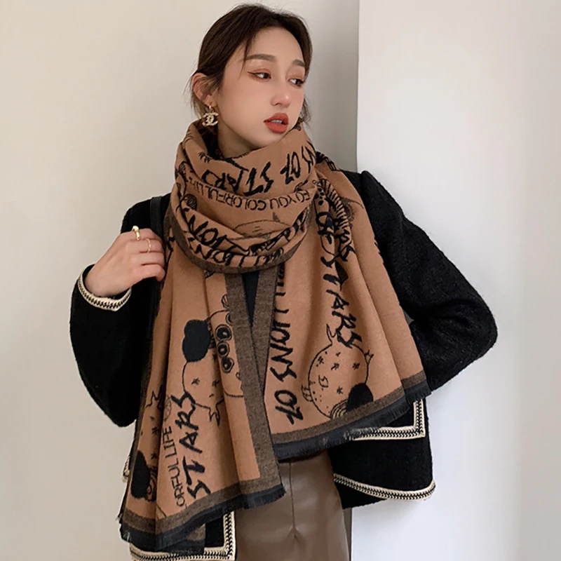 

2021 дизайнерский кашемировый шарф, женская зимняя шаль и палантины, толстое одеяло, женский длинный шейный платок из пашмины, Bufanda