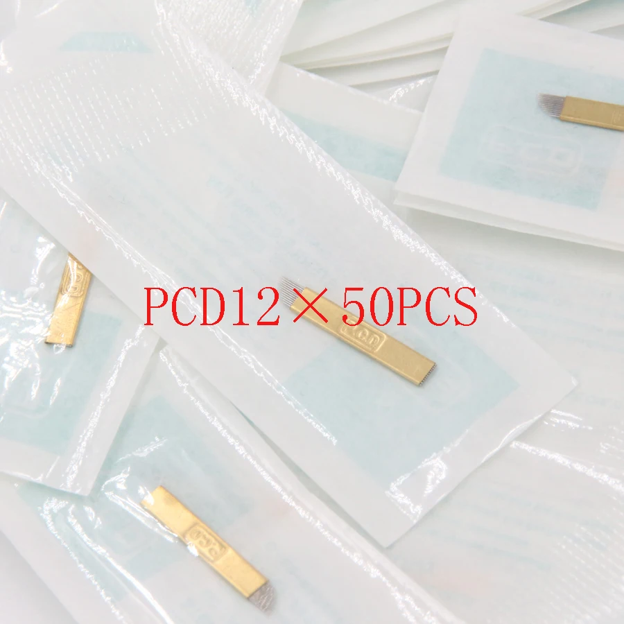 100 шт. 12-контактная твердая игла PCD 12 лезвий Ламина микроблейдинг Tebori Перманентный