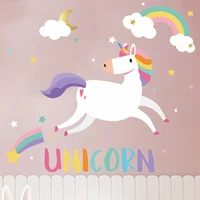 unicorn rainbow wall stickers for kids room girls bedroom window nursery decor birthday gift wall decoration