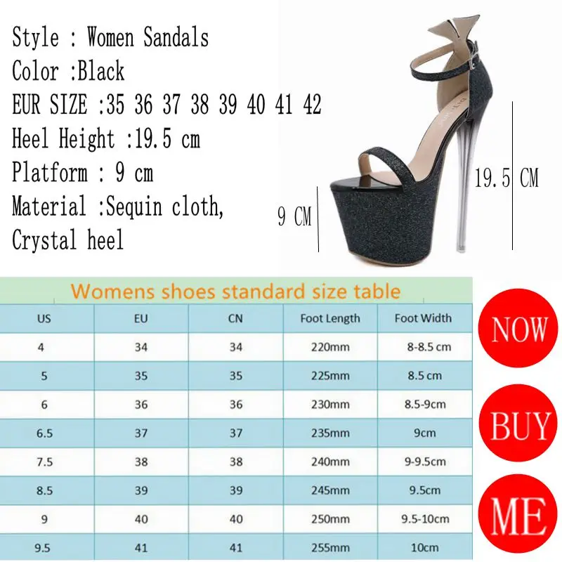 

Sexy Women Super High Sandals 20 cm Heel Devil Sandals Woman Pumps Stripper Shoe Steel Pipe Dancing Shoes Plus Size 42
