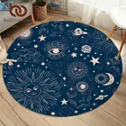 Круглый ковер BeddingOutlet, колдовские коврики, луна, звезда, ковер для гостиной, галактика, нескользящий коврик, синий Декоративный Напольный коврик, 150 см