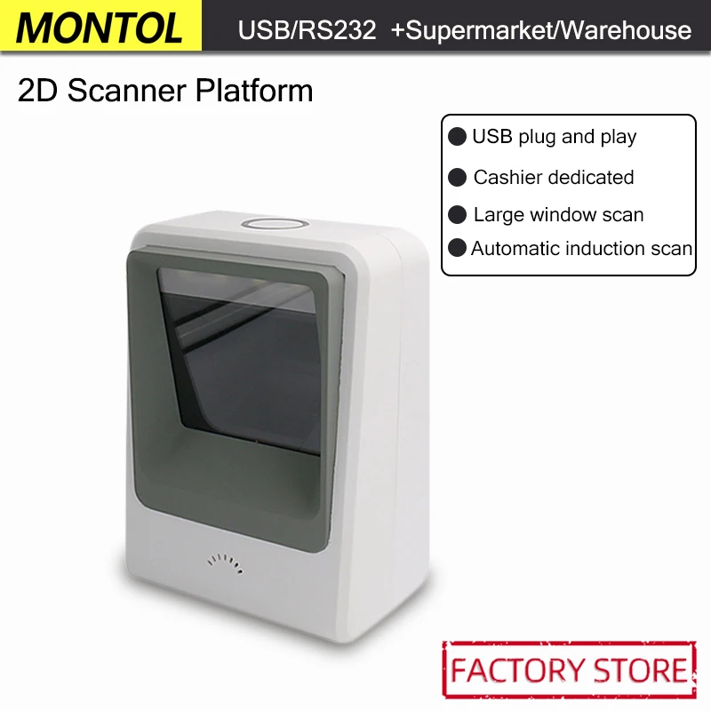 

MONTOL Платформа USB проводной сканер штрих-кодов POS супермаркет 1D/2D рабочие коды на экране для Мобильных Платежей