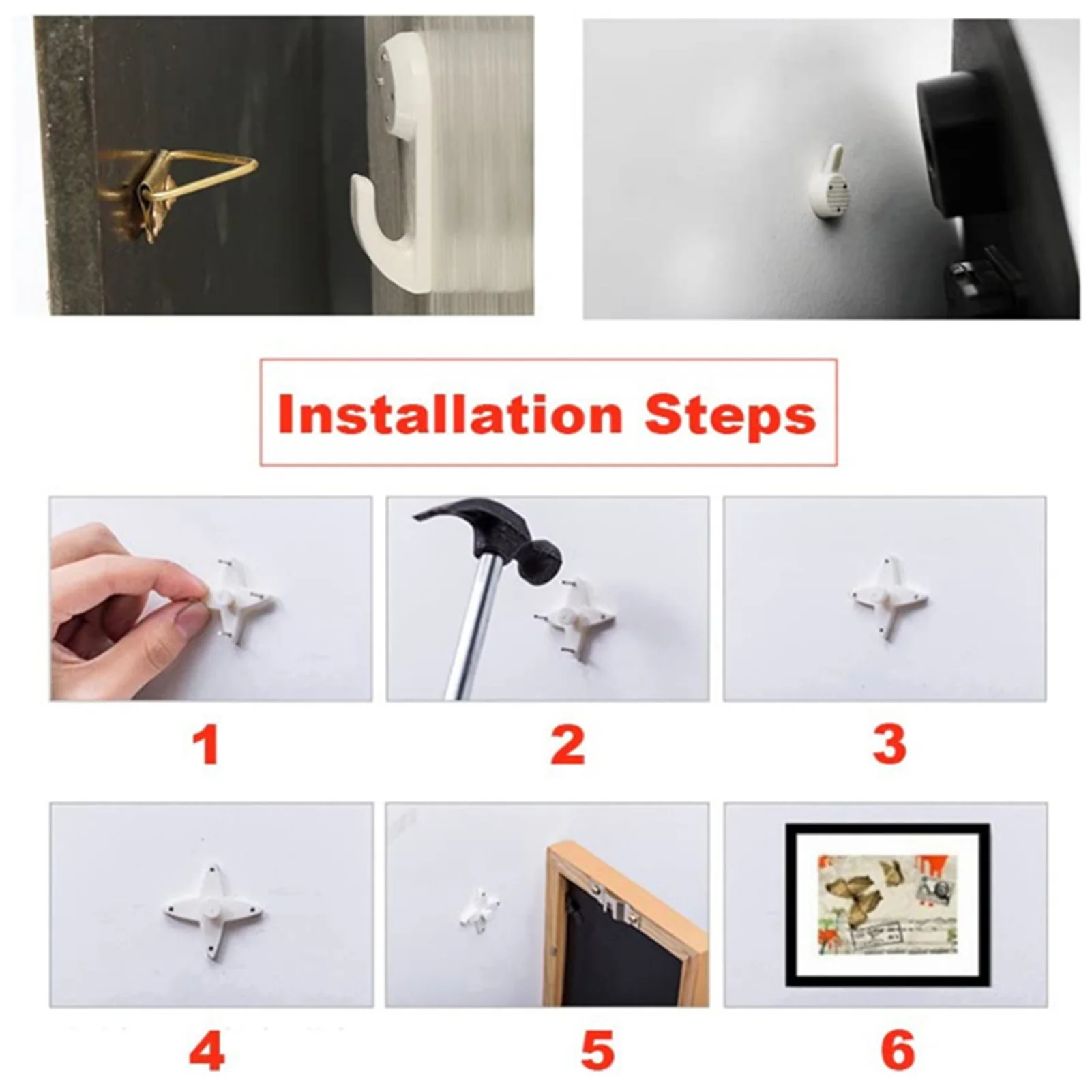 40 Pcs Heavy Duty Plastic Wall Hook Traceless Multi-function Picture Painting Frame Invisible Hanger with Gradienter | Дом и сад