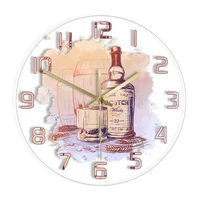 scotch whiskey bottle printed wall clock home bar d%c3%a9cor alcoholic beverage watercolor artwork silent wall watch bartender gifts