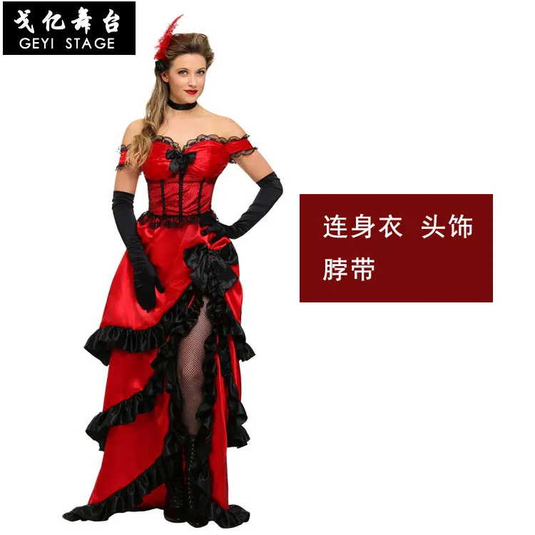 

Cosplay Bar Girl Halloween Easter Dress Red Long Skirt Nightclub Sexy Girl Performance Costume Sexy Slim Performance Costume