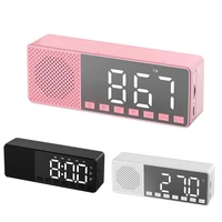 led digital mirror alarm clock wireless bluetooth 5 0 subwoofer speaker mp3 fm tf card radio musicl sound box