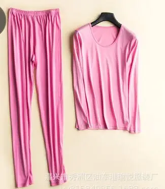 pink 50% шелк 50% хлопок женское теплое термобелье кальсоны комплект M L XL SG381 - Цвет: pink