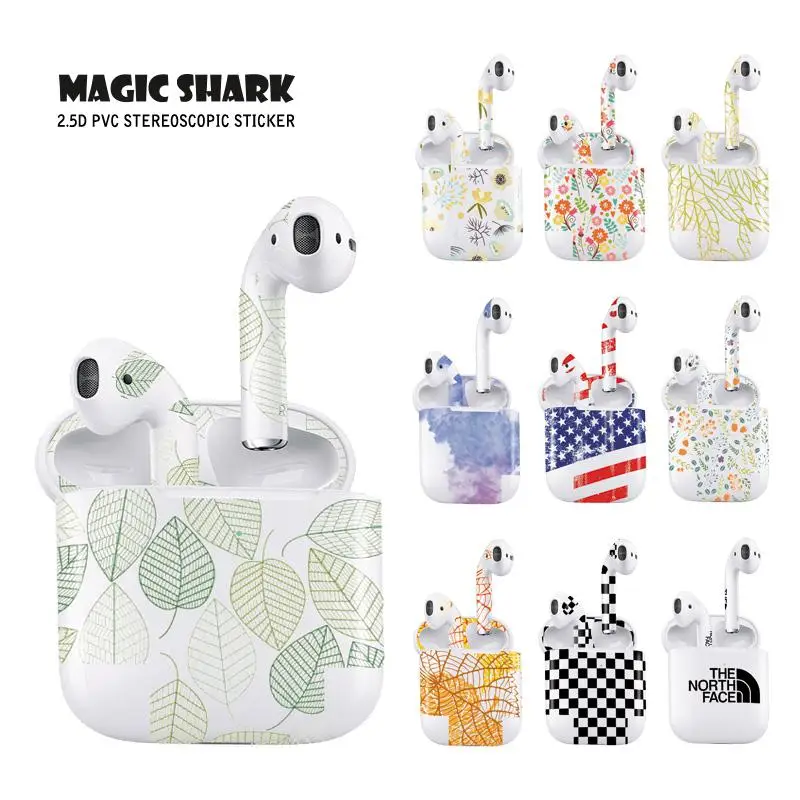 Ультратонкий чехол наклейка Magic Shark Leopard прозрачная пленка для Apple Airpods 2