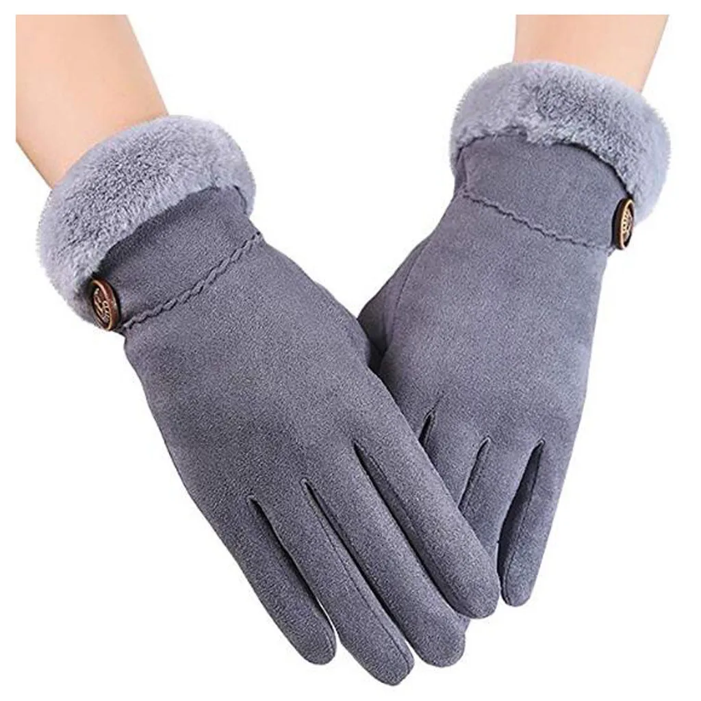 

Women's Knitted Gloves Winter Plus Velvet Warm Gloves Thick Suede Outdoor Riding Cold-proof Wool Touch Screen Gloves #FS