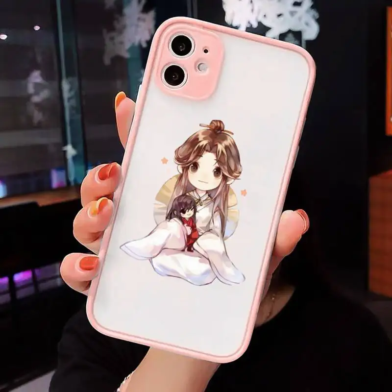 

Anime Tian Guan Ci Fu Phone Case Matte transparent For Pink iPhone 12 Mini 11 Pro XR XS Max 7 8 Plus X Back Cover