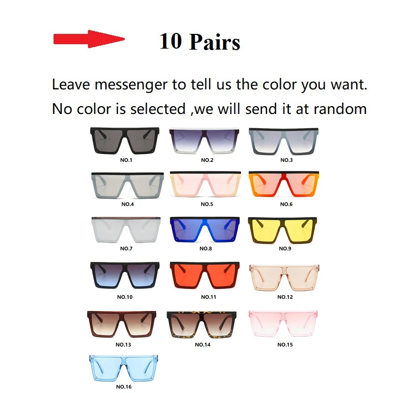 Оптовая продажа 16 цветов цельные Квадратные Солнцезащитные очки для женщин