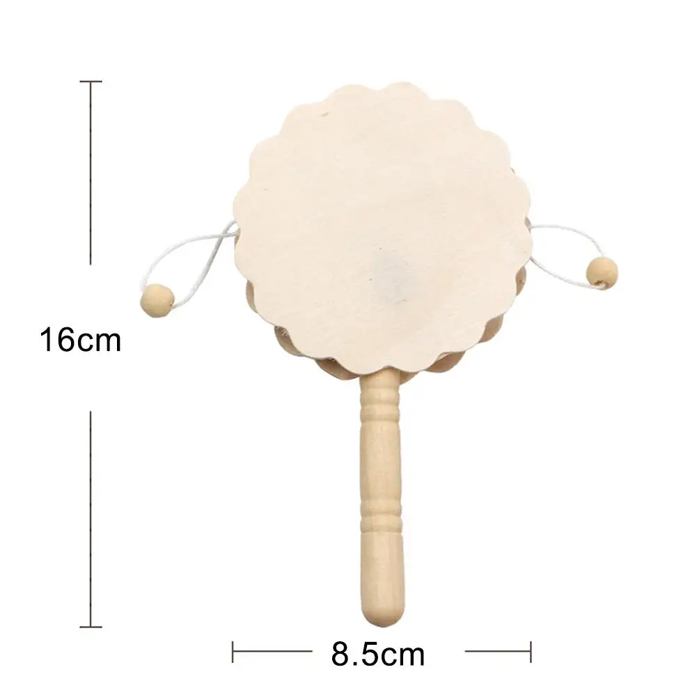 

Wooden Unpainted Shaking Rattle Pellet Drum DIY Painting Crafts Kids Musical Toy Parent-Child Interactive Game Toys