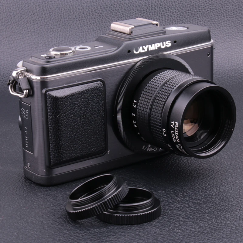 

Fujian 35mm f/1.7 CCTV camera lens for M4/3 / MFT Mount Camera & Adapter bundle+2 c amout ring