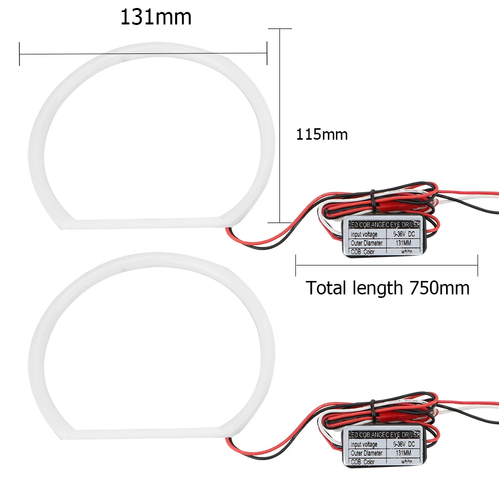 FORAUTO 2x131 мм автомобиль SMD светодиодный Ангельские глазки белые Halo хлопок