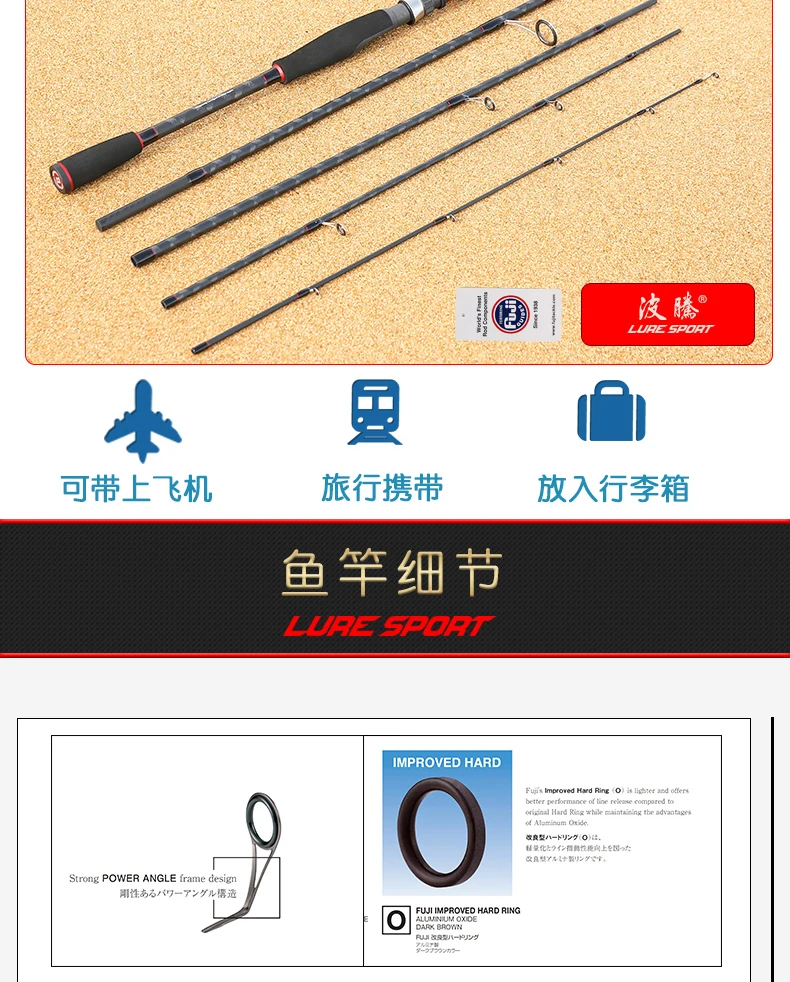 LureSport туристическая Удочка Fsihing 2,1 М/2,4 м FUJI направляющая катушка сиденье X-Cross углеродное спиннинговое литье Приманка Удочка