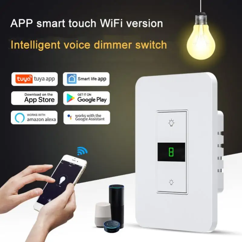 

Wifi US Wireless Touch Switch Smart Light Switch Wall Panel Button Receiver App Remote Voice Control Dimming Smart Life Switch
