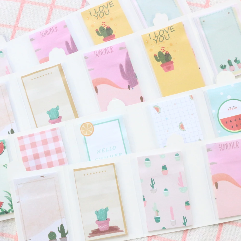 Domikee новый милый мультфильм кактус школьник складной липкий коврик для записей