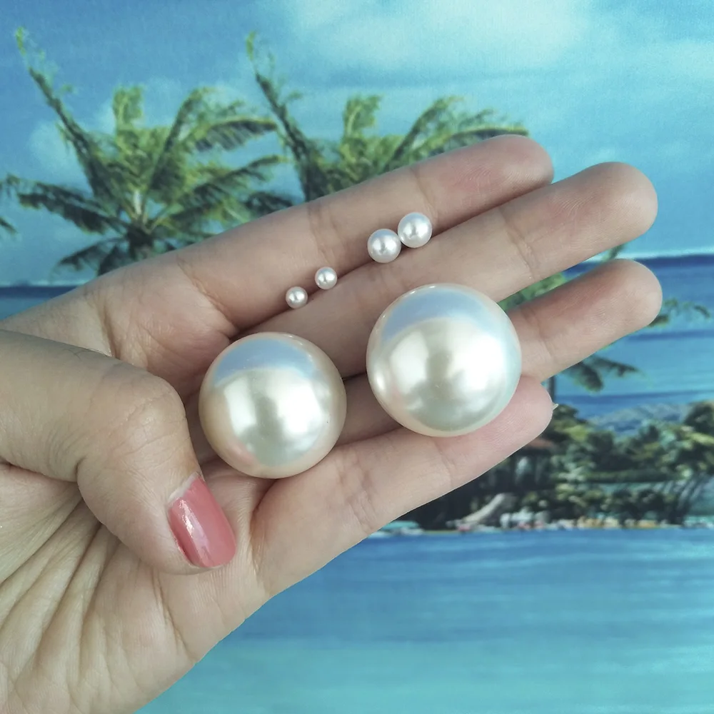 Japanese Korean Retro Big Pearl Earrings sizes white pearl Ear Studs Temperament Simple Personality Pendients For Women Jewelry | Украшения