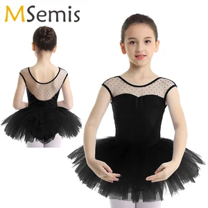 MSemis балерина балетное платье-пачка девочек гимнастическое платье, без рукава, из сетчатой ткани, с u-образной спины балетное гимнастическое платье для детей