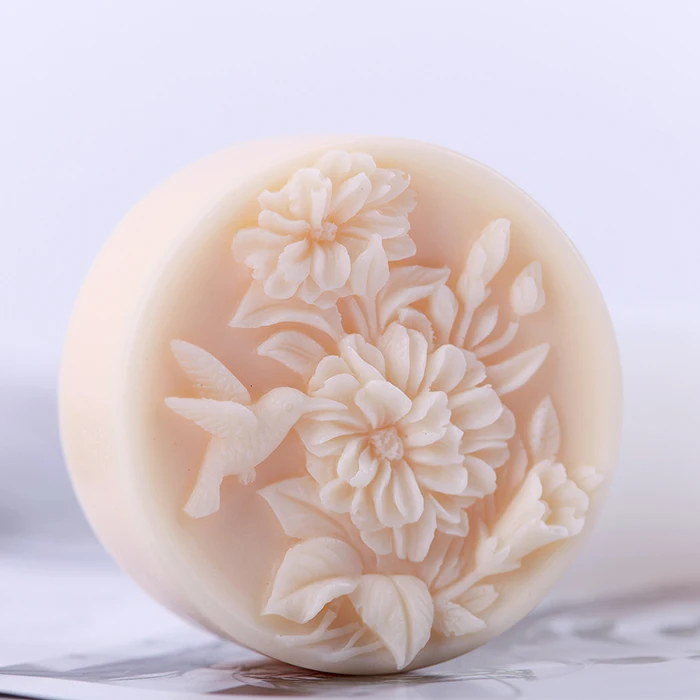 Силиконовые жидкие поделки 3D силиконовые формы для мыла DIY птицы цветочный узор круглая форма для мыла силиконовая форма формы для торта