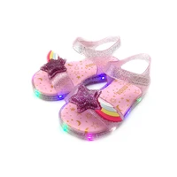 new children baby sandals open toe girl princess jelly shoes glowing led flashing lights rainbow girls summer beach sandal so028