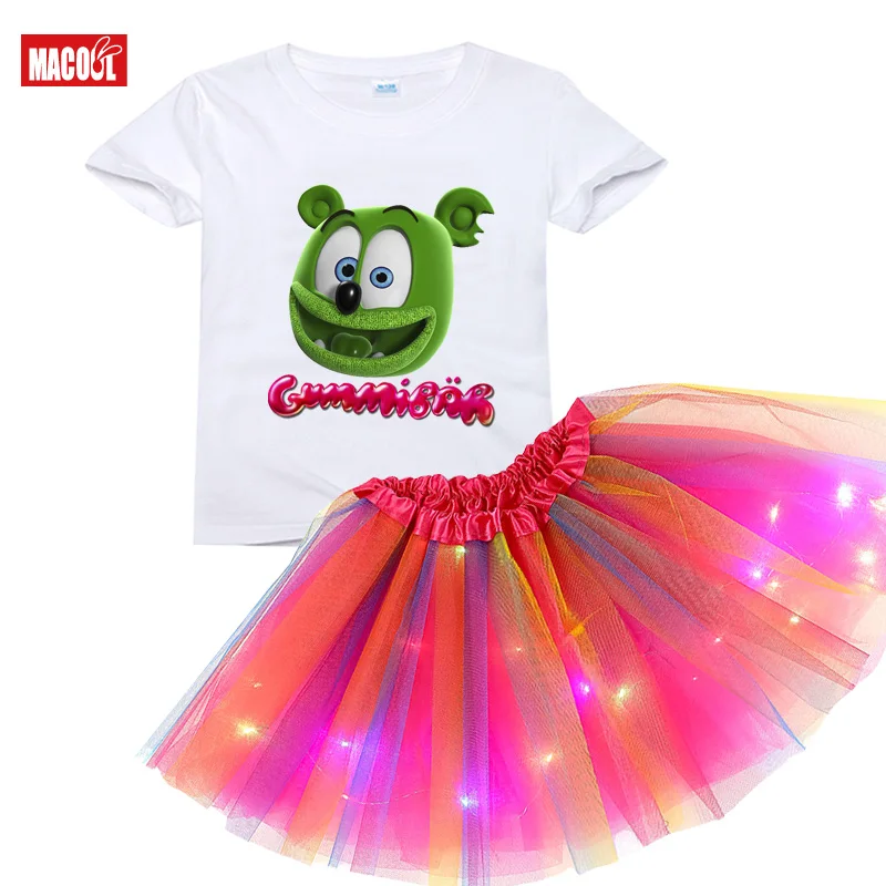 tutu dress for girls clothing set Outfit Party Set Rainbow Princess Skirt LED Set bear Toddler Girl Summer Clothes Kids Clothing