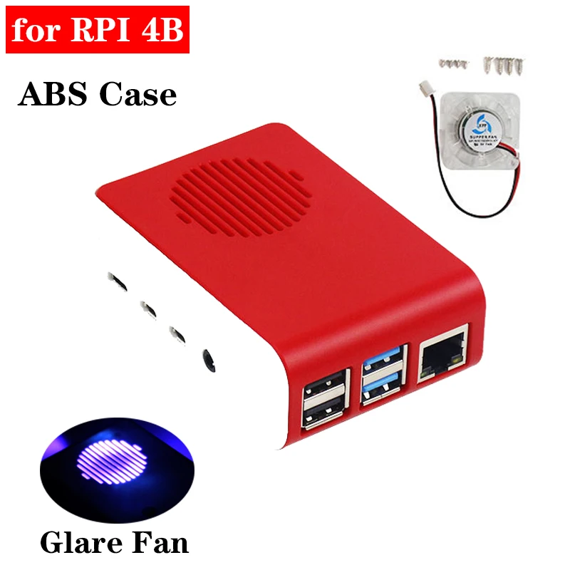 Raspberry Pi 4 Чехол защитный ABS чехол коробка корпус с бликами цветной вентилятор