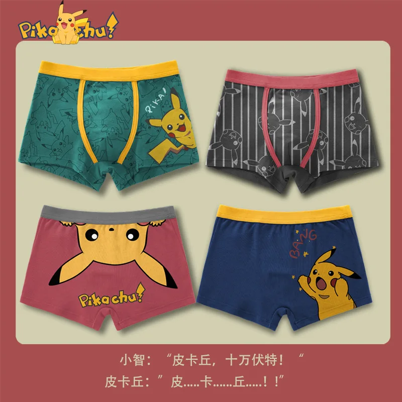 4PCS Pokemon Children Underwear Pikachu Anime Figures Boys Girls Panties Cotton Boxer Briefs kids Shorts Underpants - купить по