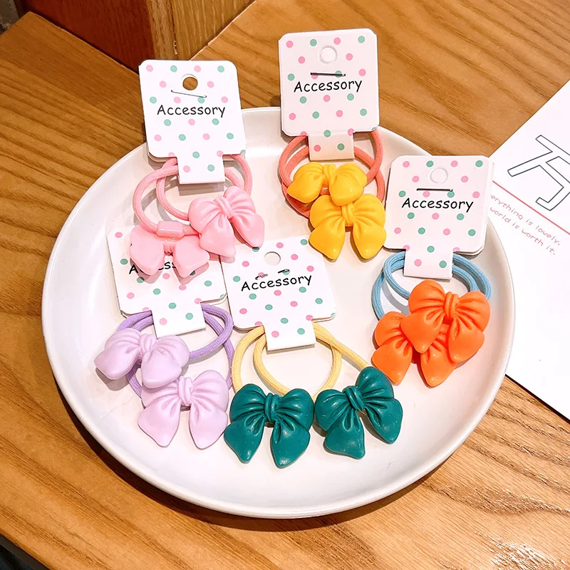 

1 пара милые эластичные резинки для волос карамельного цвета с бантом для девочек заколки для конского хвоста резинки для волос с бантом Дет...