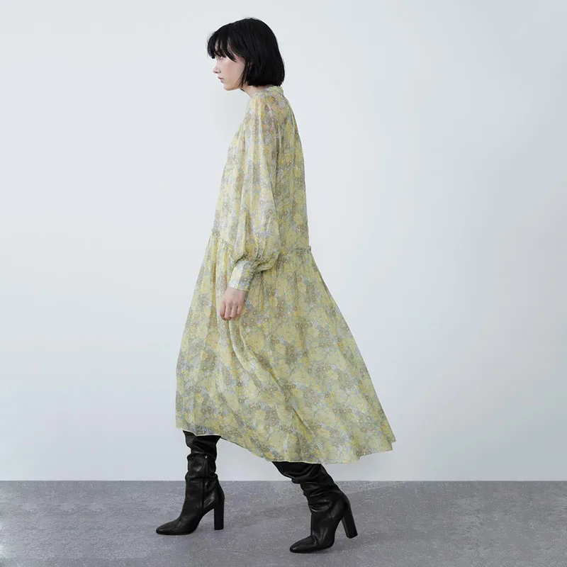 Новинка 2020 женское платье с принтом весеннее бохо Ретро стиль миди