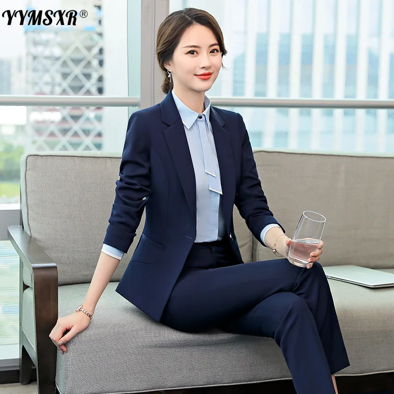 Fashion Ladies Suits Professional Wear Women's Suit Winter Slim Large Size Blazer Female Office Pants Set High Quality Two-piece