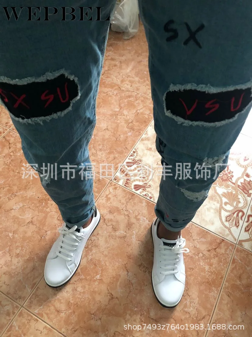 

WEPBEL Skinny Jeans Distressed Casual Jeans Trousers Men Autumn Winter Pants Denim Hole Ripped Street Style Long Denim Pants