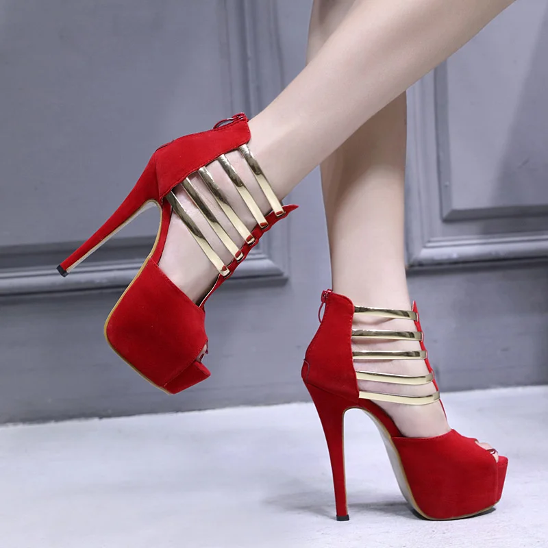 

Super high heel sandals 2021 summer new fish mouth 14cm thin heel shoes thick waterproof platform women's shoes