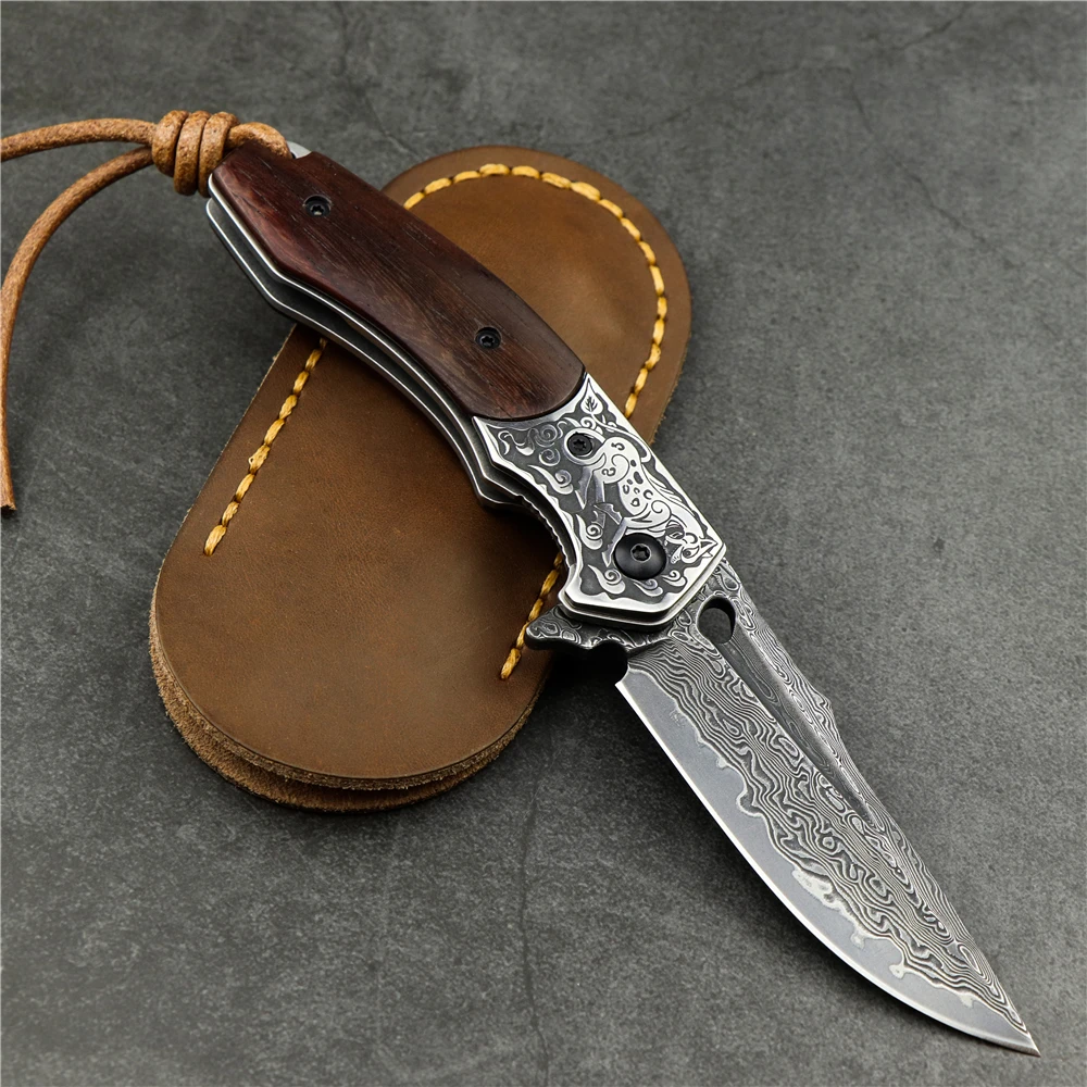 VG10 кованый нож из дамасской стали для выживания на природе Портативный складной