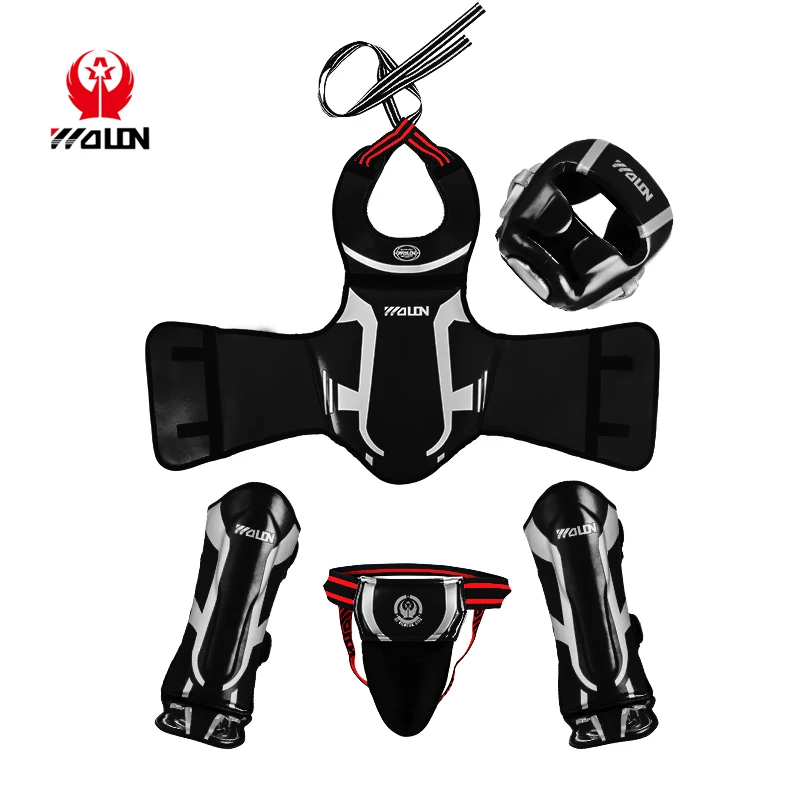 Wolon 5 шт. Санда Муай Тай Бокс протектор набор шлем грудь защита щитки паха