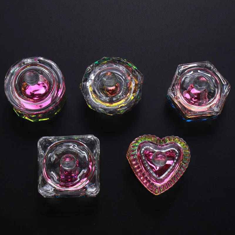 

1Pc Glass 5Shape Nail Cup Acrylic Powder Liquid Crystal Glass Dappen Dish Bowl Holder Container Equipment Nail Tool Manicure TDY