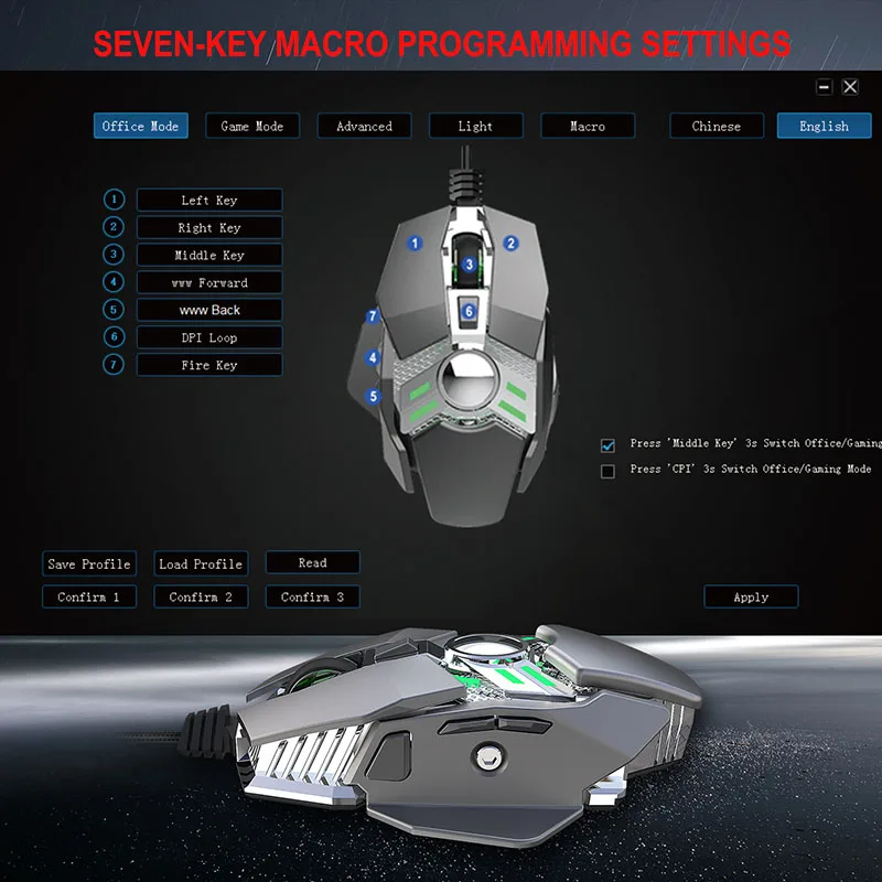 

New Wired Gaming Mouse 6400DPI 7Key Programmable Gamer Mice Backlit for Laptop PC DOM668