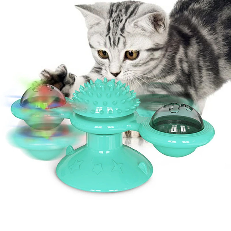 

2020 Whirling Scratching With Led Ball Teasing Interactive Massage Kitten Turntable Pet Tickle Soft Educational Windmill Cat Toy