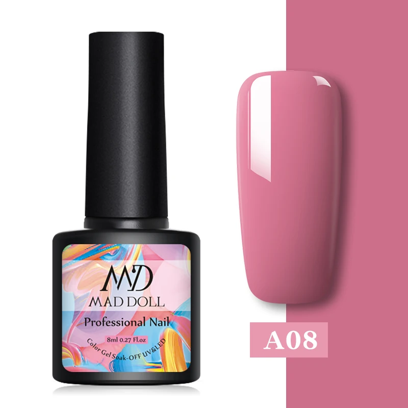 A08 MAD DOLL, Термальный гель для ногтей, меняющий цвет, блестки, отмачиваются, УФ-гель для ногтей, лак для ногтей, дизайн ногтей, сделай сам, украшение - Цвет: A08